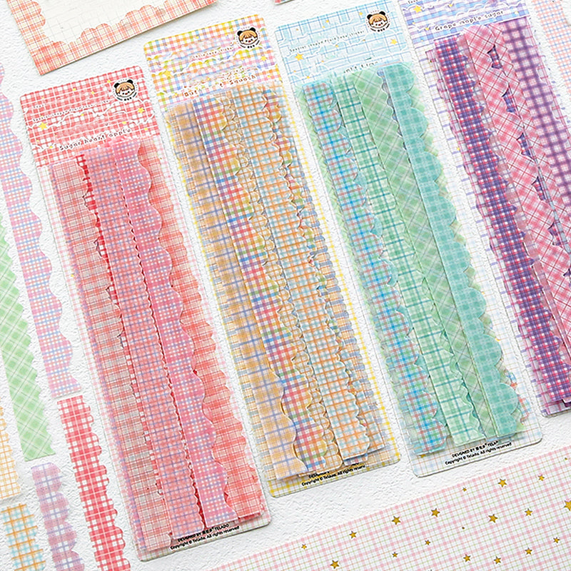 Creative Colorful Plaid Border Washi Sticker Pack b-