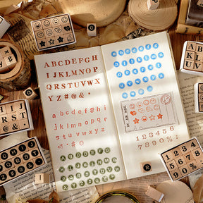 Creative Cute Alphabet Number Wooden Rubber Stamp Set b3