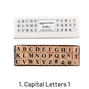 Creative Cute Alphabet Number Wooden Rubber Stamp Set sku-1