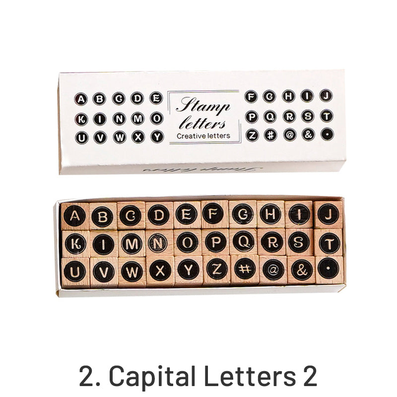 Creative Cute Alphabet Number Wooden Rubber Stamp Set sku-2