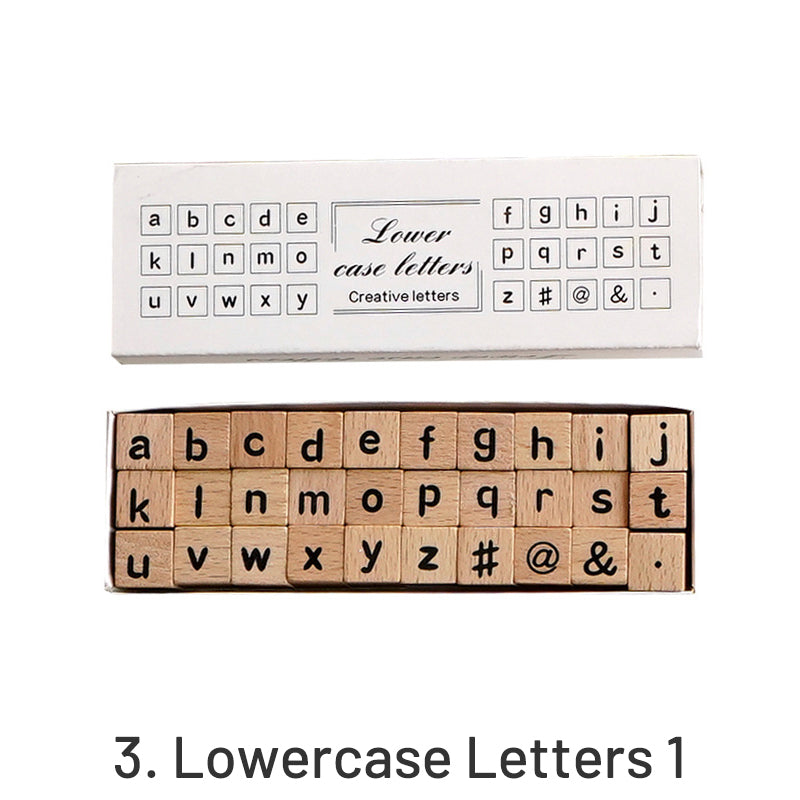 Creative Cute Alphabet Number Wooden Rubber Stamp Set sku-3