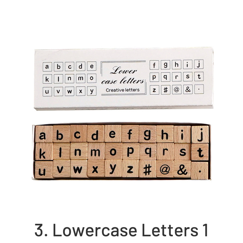 40 Pcs Wooden Rubber Stamp Letters Alphabets, Number and Letter