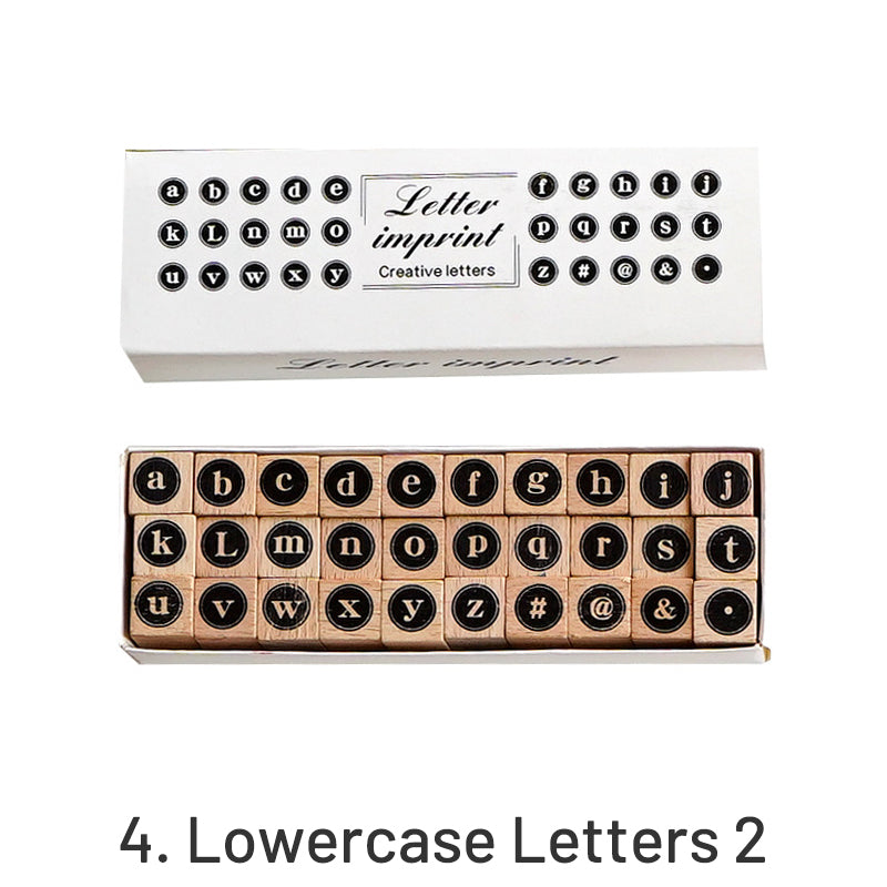 Creative Cute Alphabet Number Wooden Rubber Stamp Set sku-4