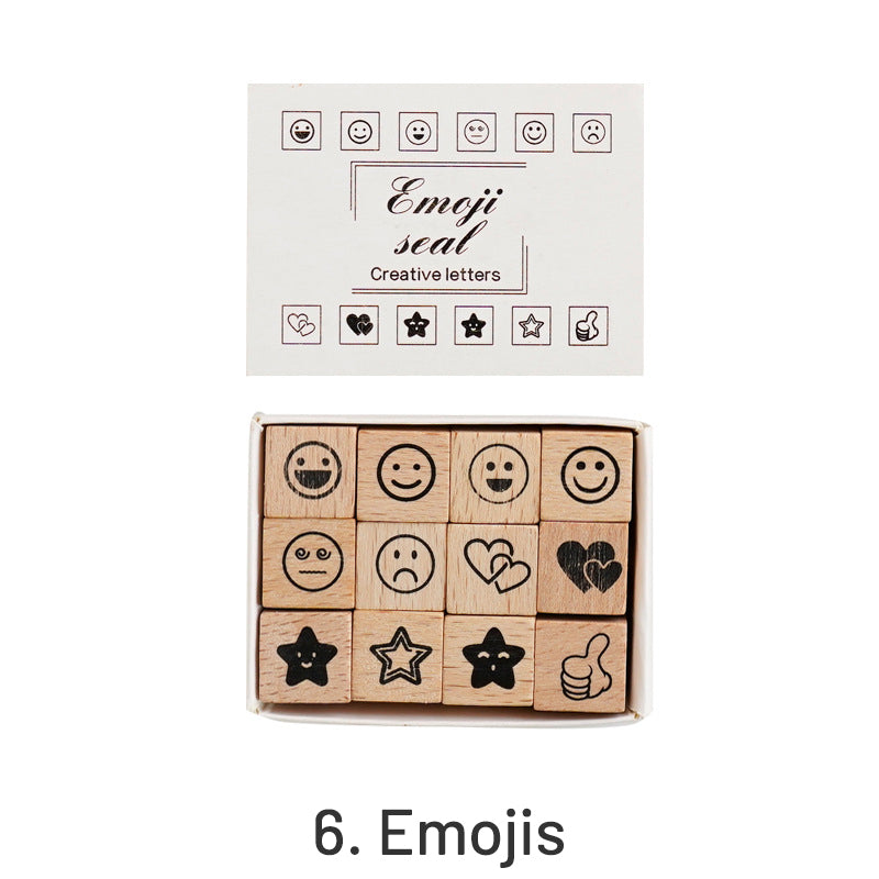 Creative Cute Alphabet Number Wooden Rubber Stamp Set sku-6