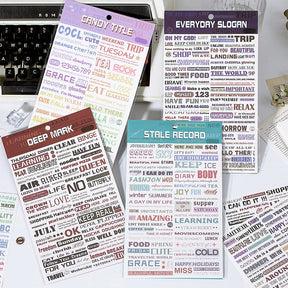 Sticker - Text Collection Decorative Washi Sticker Book-Numbers, Headlines, Sentences, Abstracts