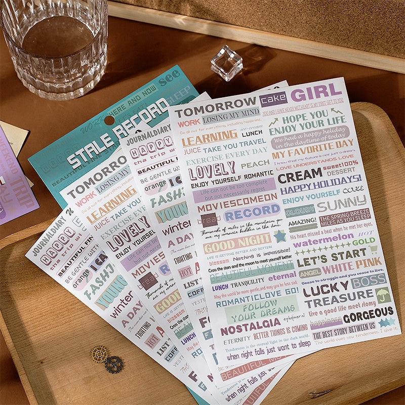 Text Collection Decorative Washi Sticker Book-Numbers, Headlines,  Sentences, Abstracts
