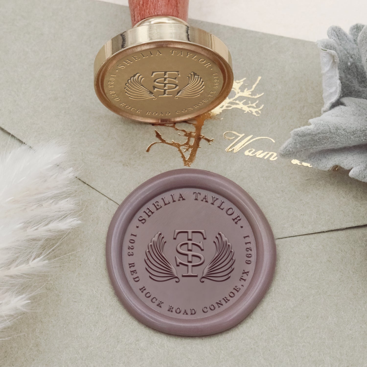 Custom Address Wax Seal Stamp - Style 12 2