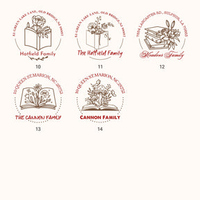 Custom Botanical Library Rubber Stamp (14 Designs) 2