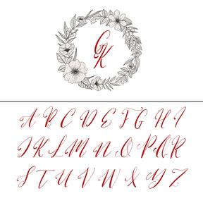 Custom Botanical Wedding Monogram Rubber Stamp - Style 13 13