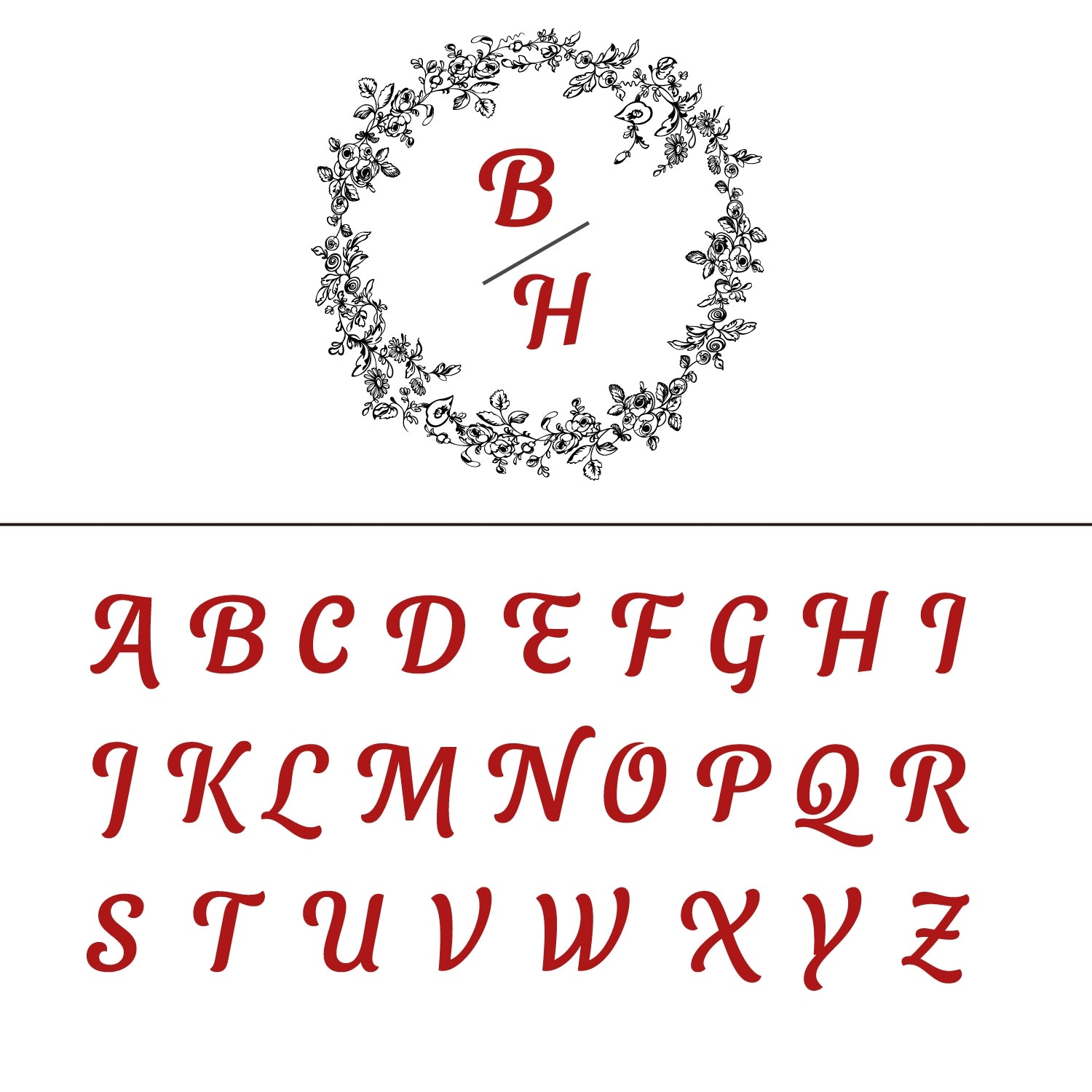 Custom Botanical Wedding Monogram Rubber Stamp - Style 14 14