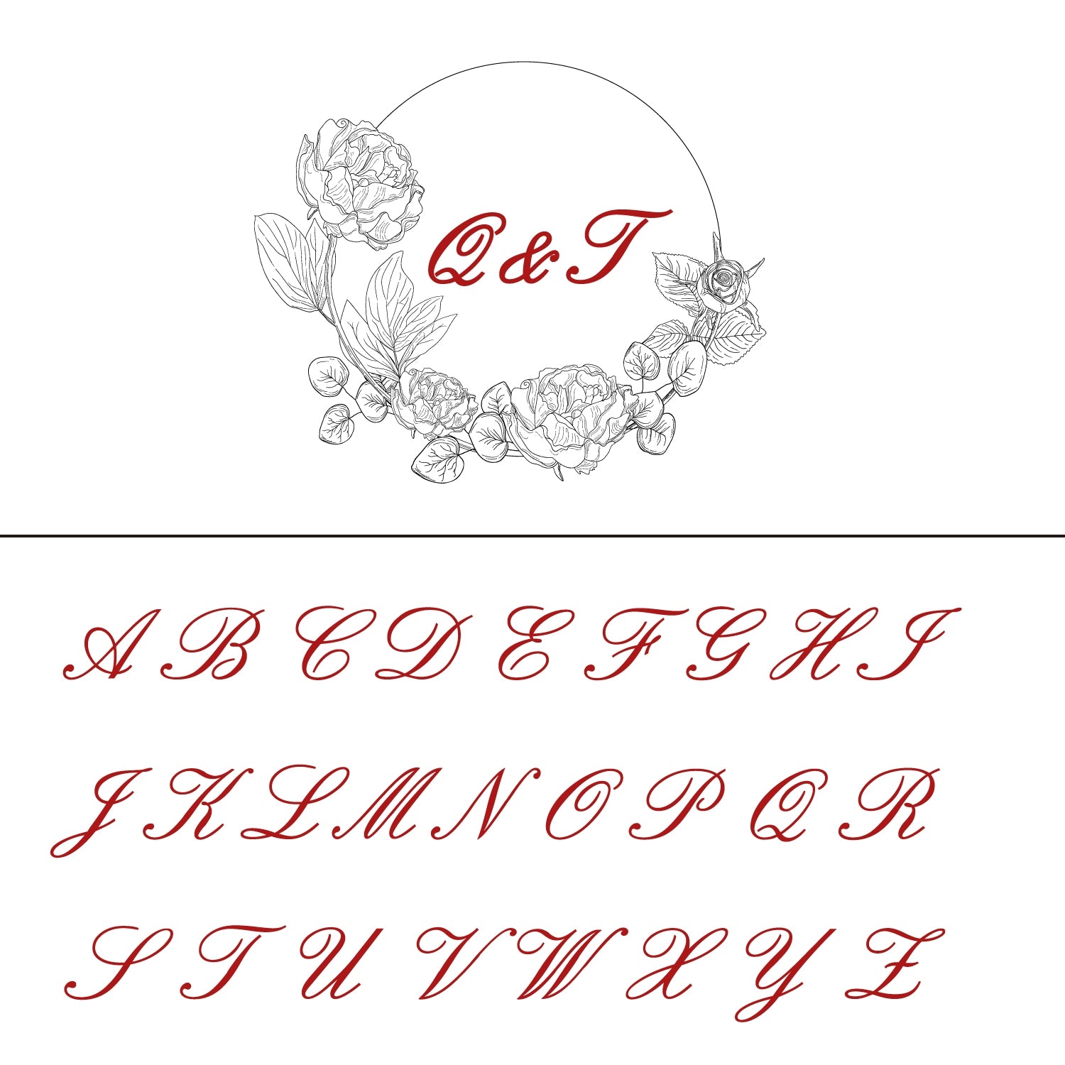 Custom Botanical Wedding Monogram Rubber Stamp - Style 16 16