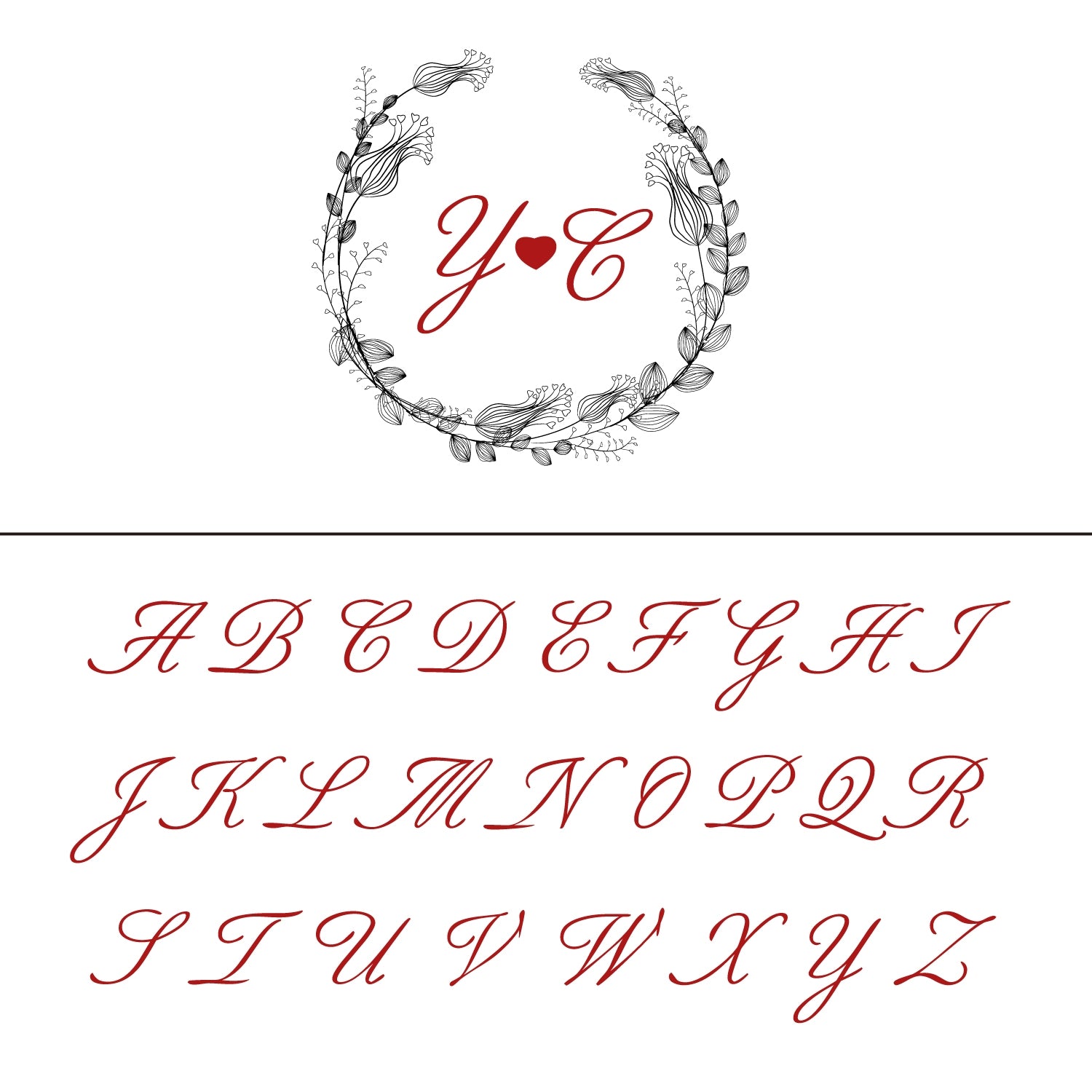Custom Botanical Wedding Monogram Rubber Stamp - Style 17 17
