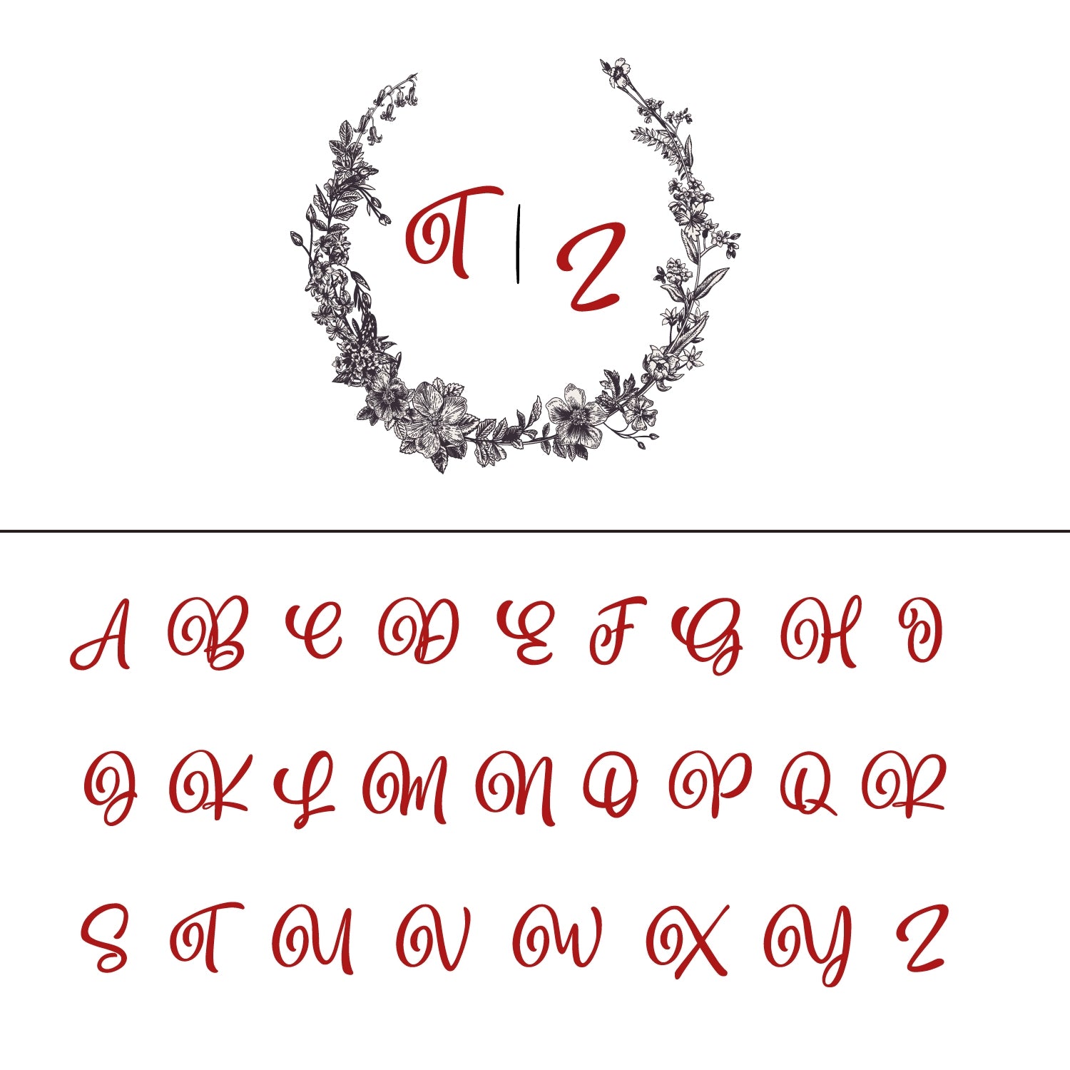 Custom Botanical Wedding Monogram Rubber Stamp - Style 18 18