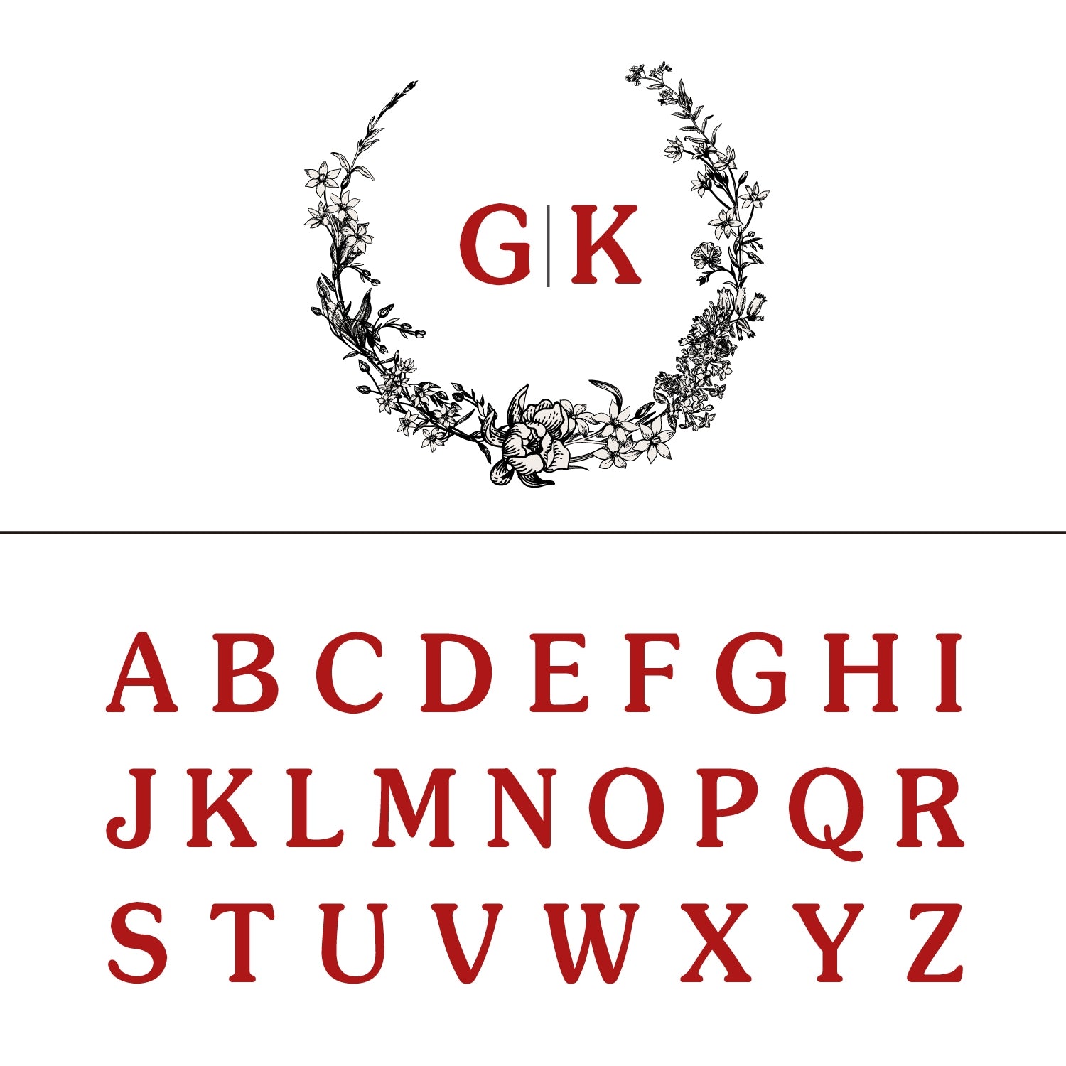 Custom Botanical Wedding Monogram Rubber Stamp - Style 6 6