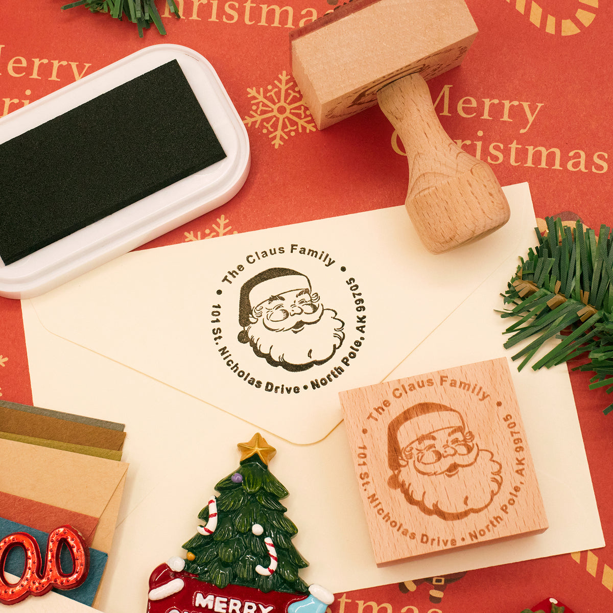 Custom Christmas Address Wooden Rubber Stamp IMG_2518