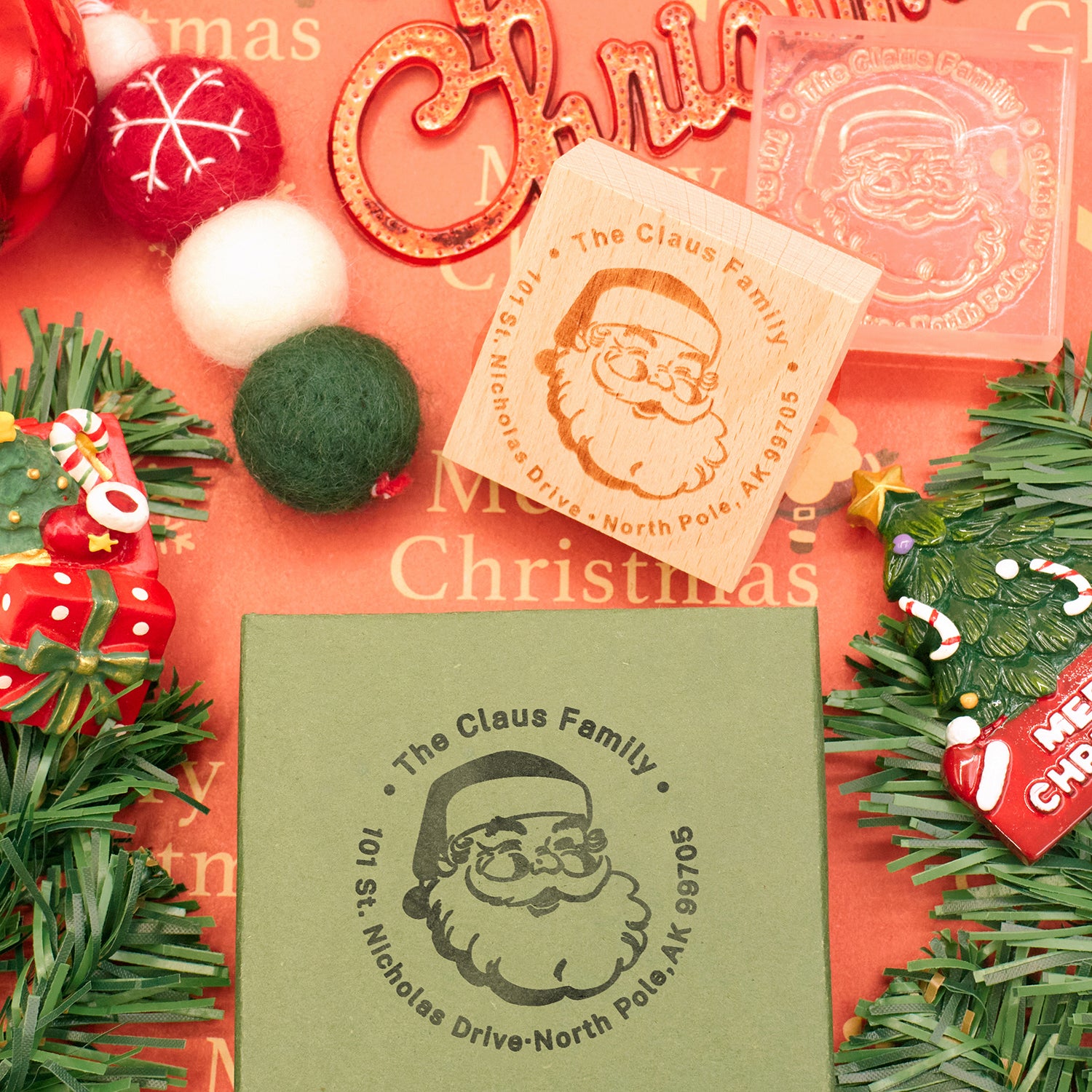 Custom Christmas Address Wooden Rubber Stamp IMG_2520