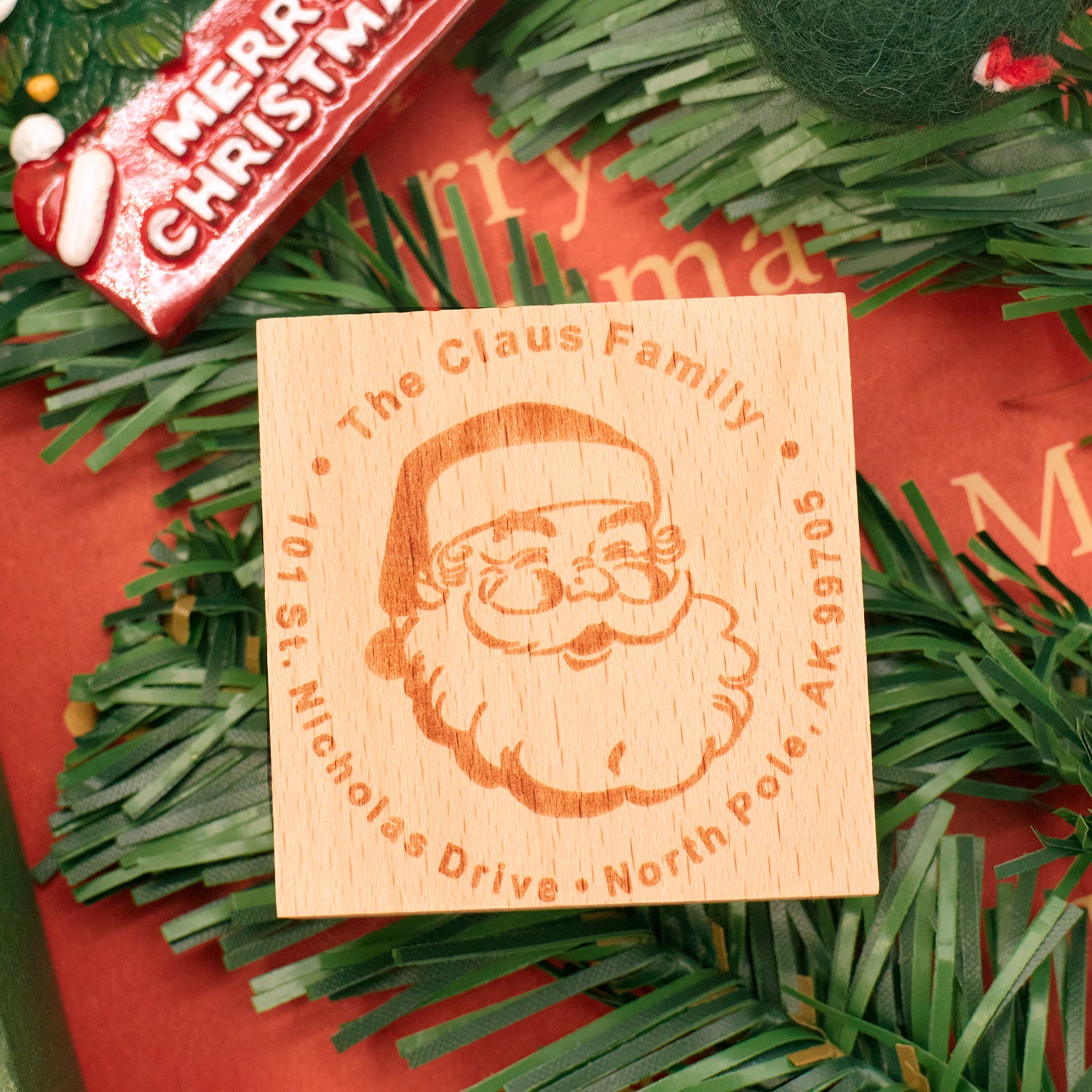 Custom Christmas Address Wooden Rubber Stamp IMG_2523