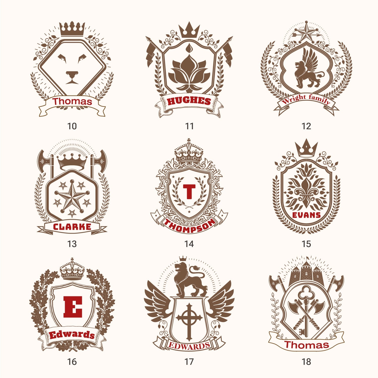 Custom Family Crest Rubber Stamp (18 Designs) 2
