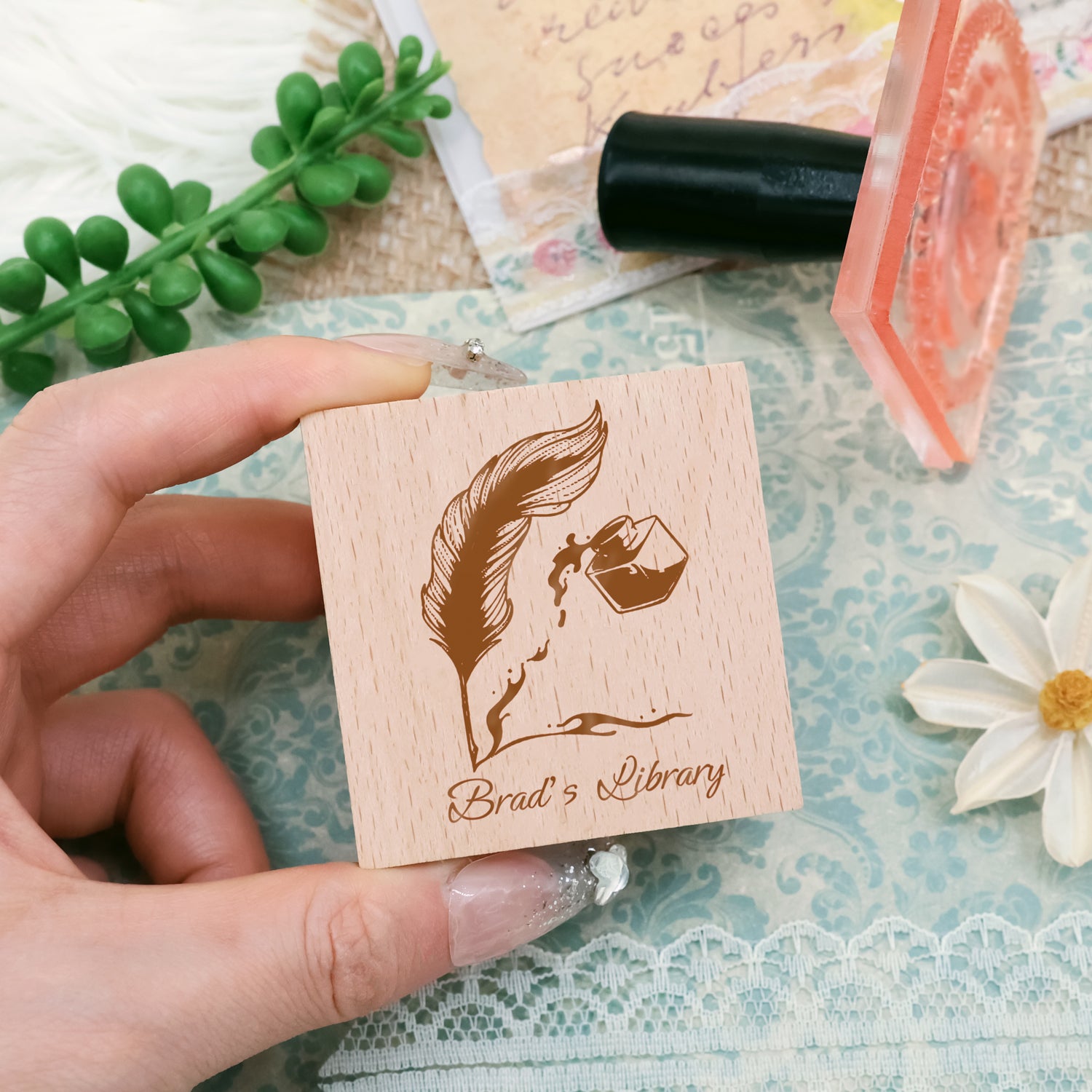 Custom Library rubber Stamp (18 Designs)-4