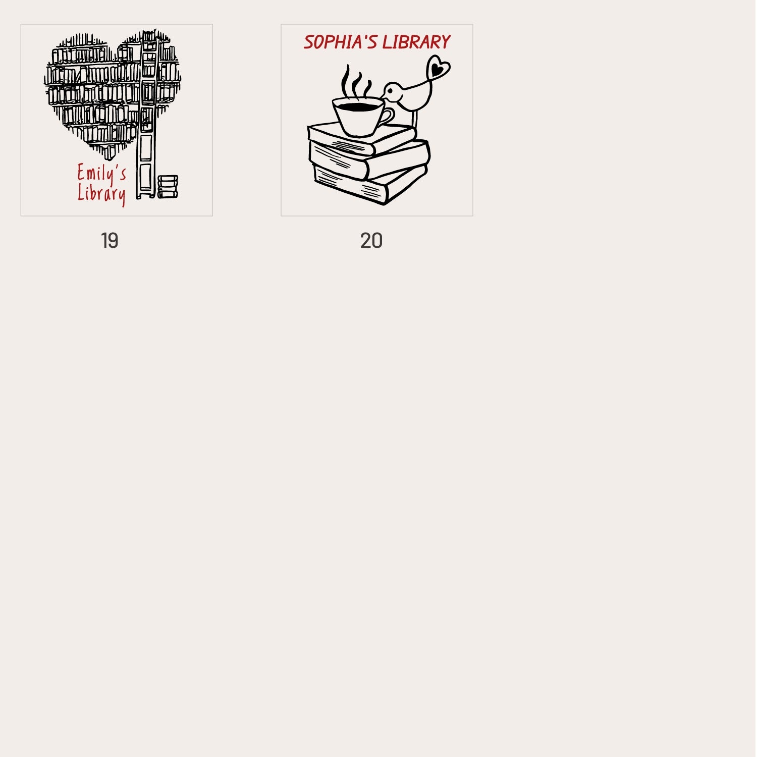 Custom Library Rubber Stamp (20 Designs) LB-sku3