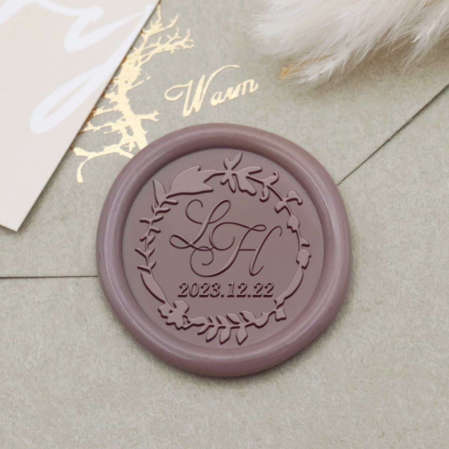 Custom Lily Wedding Monogram Wax Seal Stamp-28 1