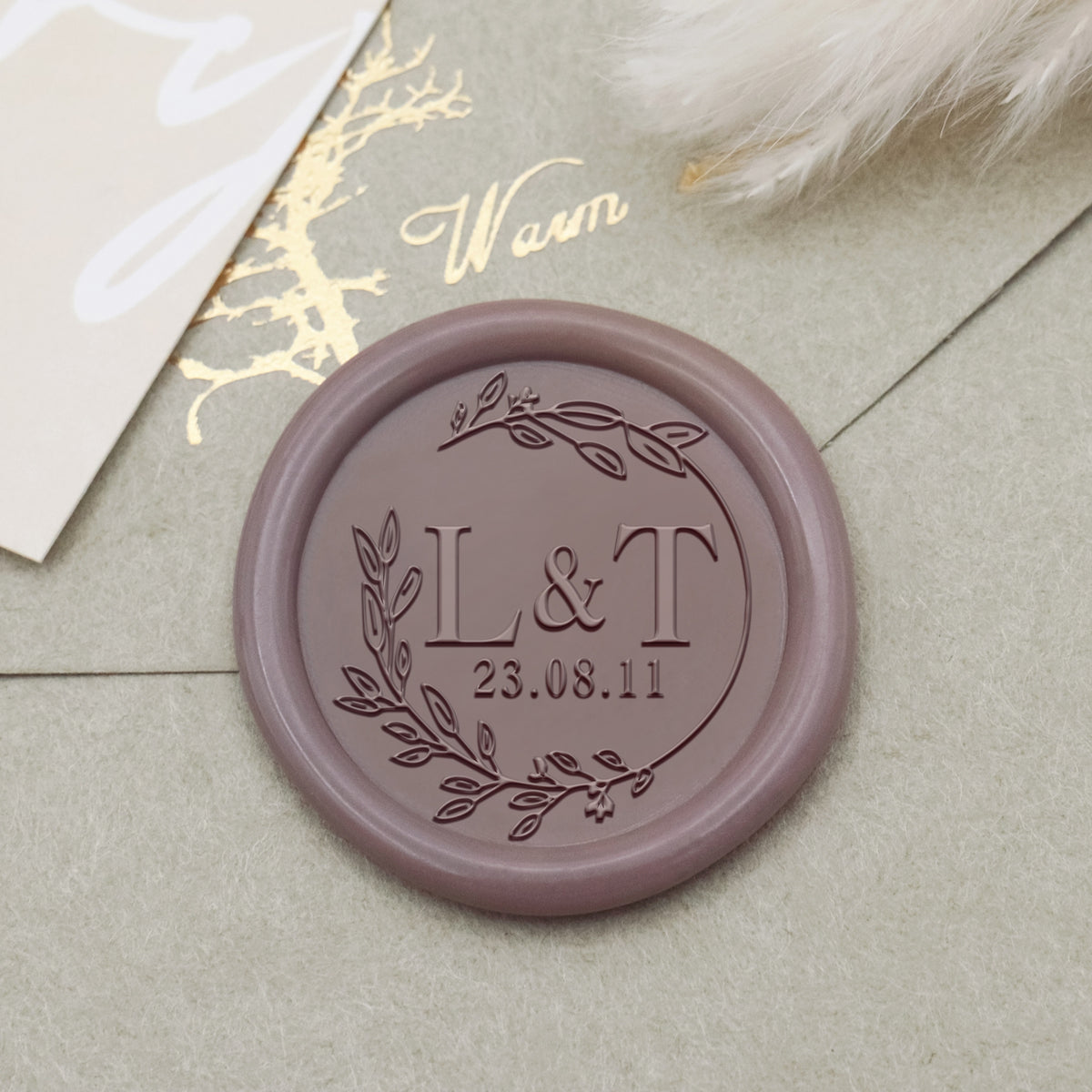 Custom Lily Wedding Monogram Wax Seal Stamp-30 1