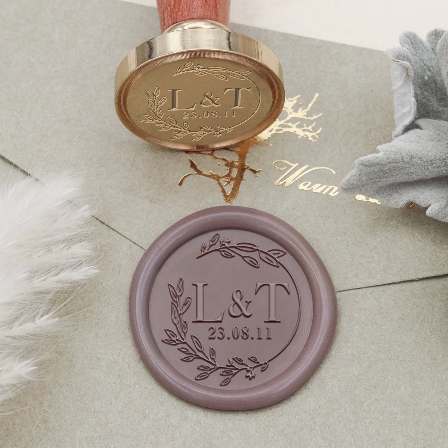 Custom Lily Wedding Monogram Wax Seal Stamp-30 2