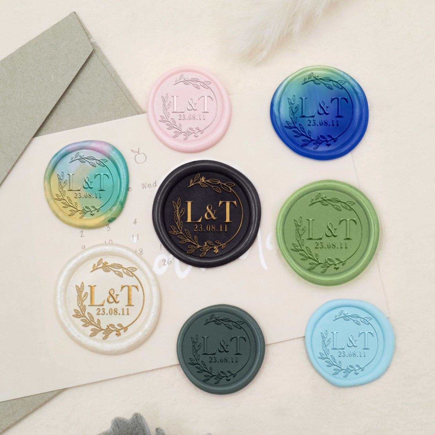 Custom Lily Wedding Monogram Wax Seal Stamp-30 4