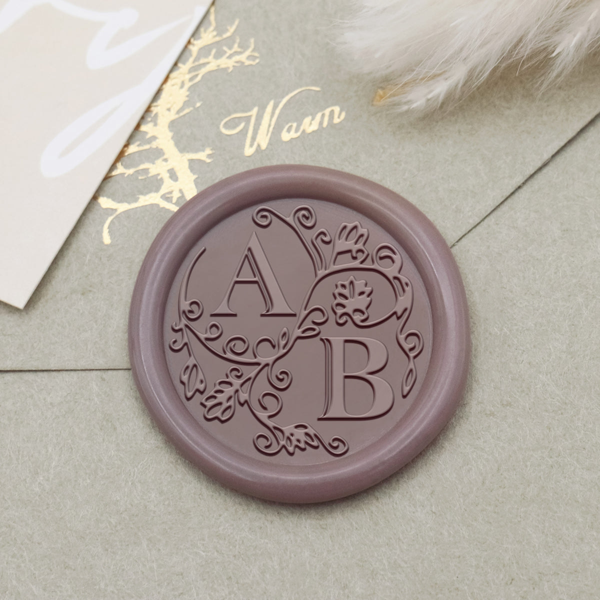 Custom Lily Wedding Monogram Wax Seal Stamp-31 1