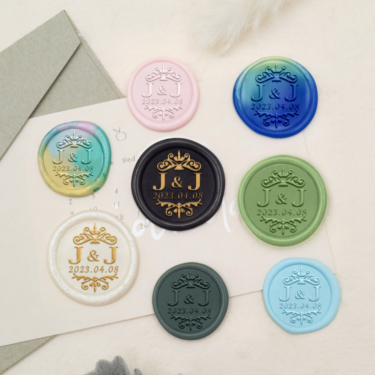 Custom Lily Wedding Monogram Wax Seal Stamp-32 3