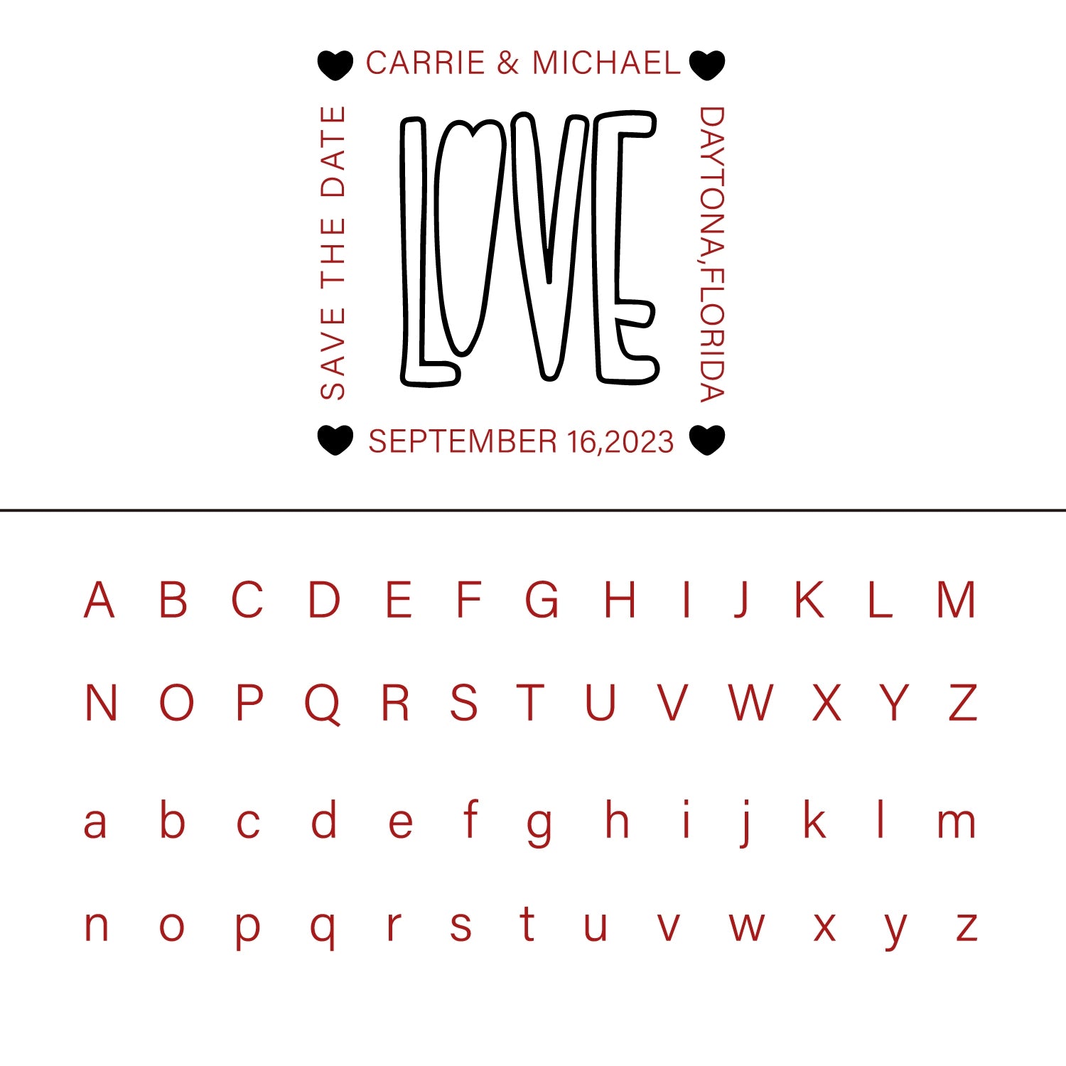 Custom LOVE Wedding Save the Date Rubber Stamp 11
