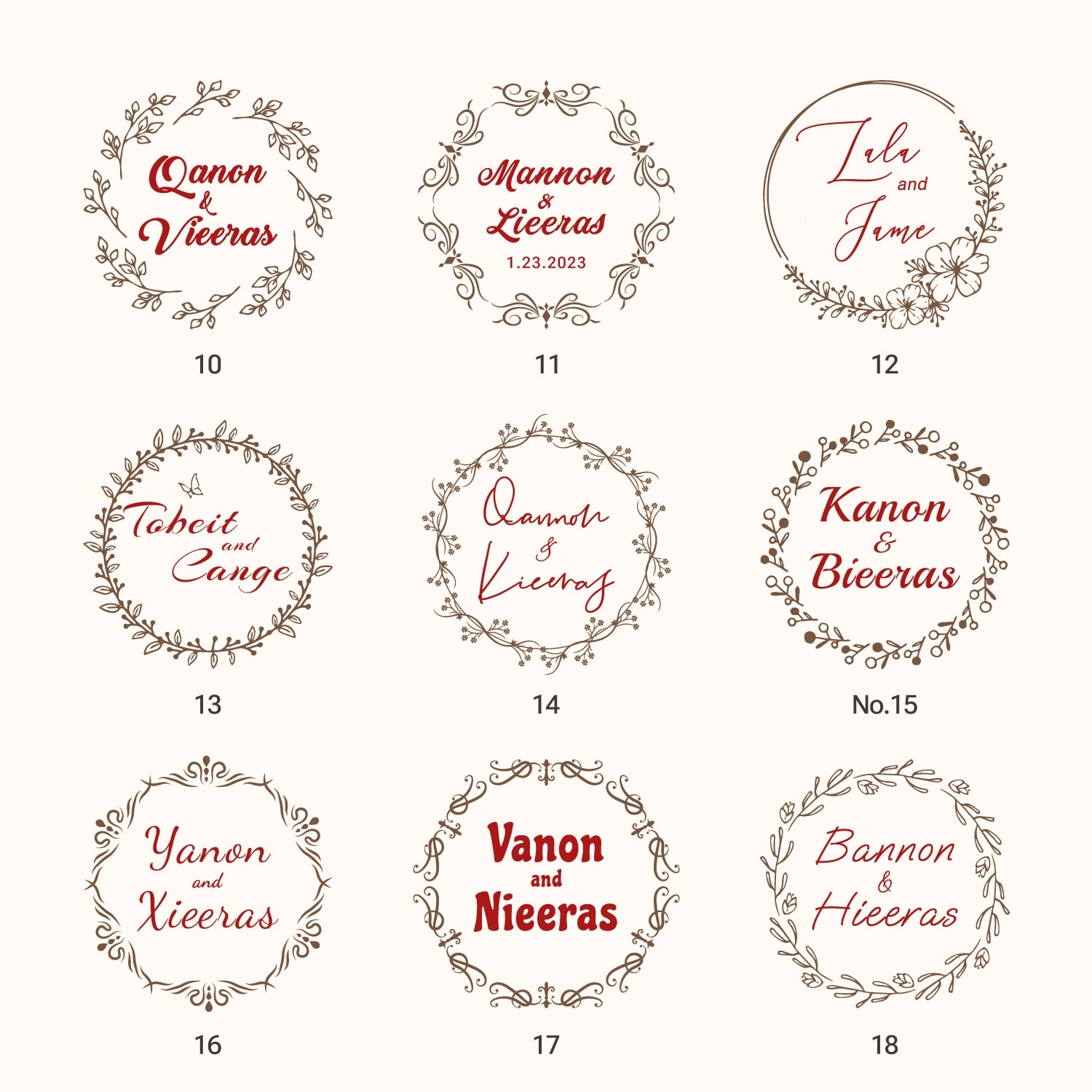 Custom Name Wedding Rubber Stamp (18 Designs) - Invitations