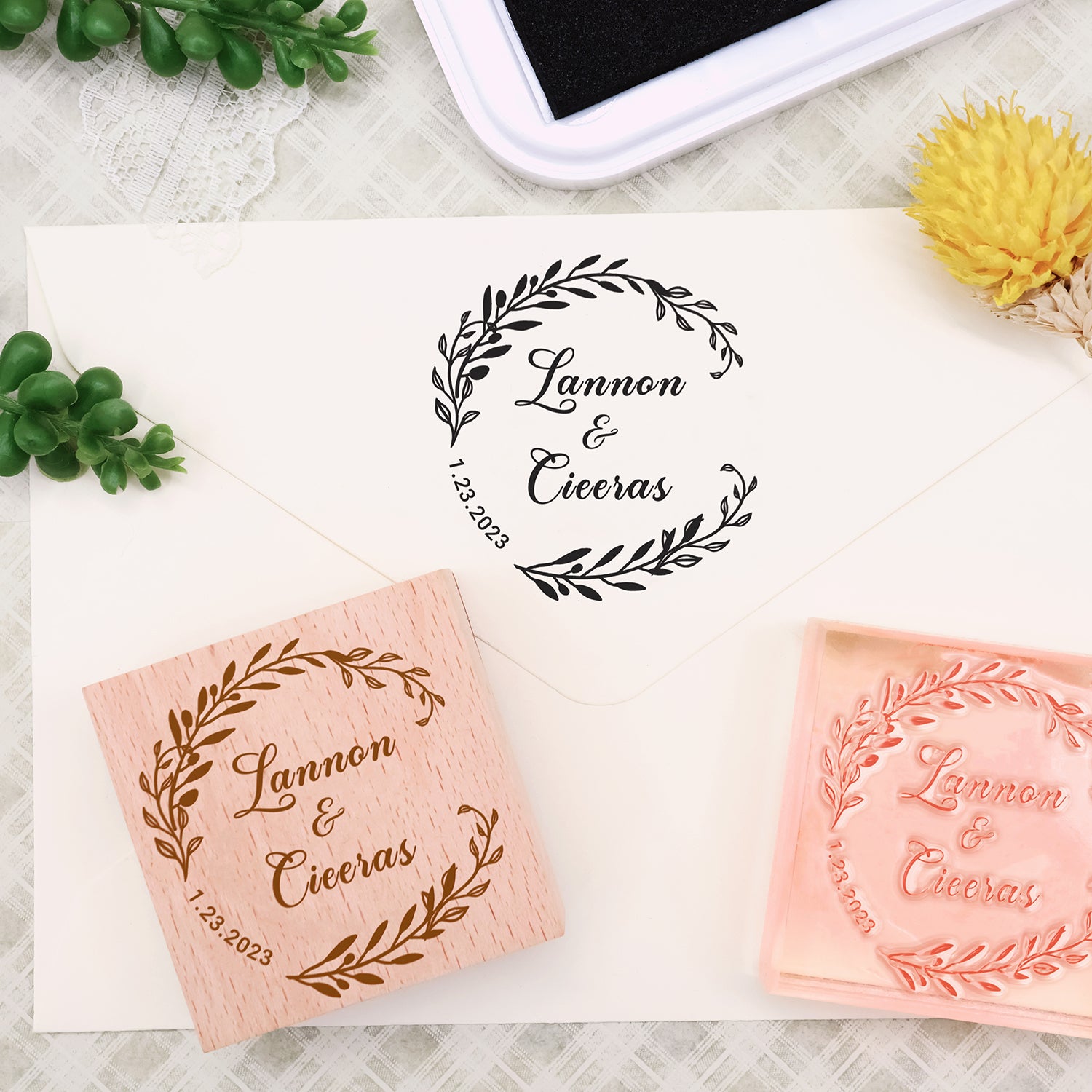 Custom Name Wedding Rubber Stamp (18 designs) Custom-Name-Wedding2