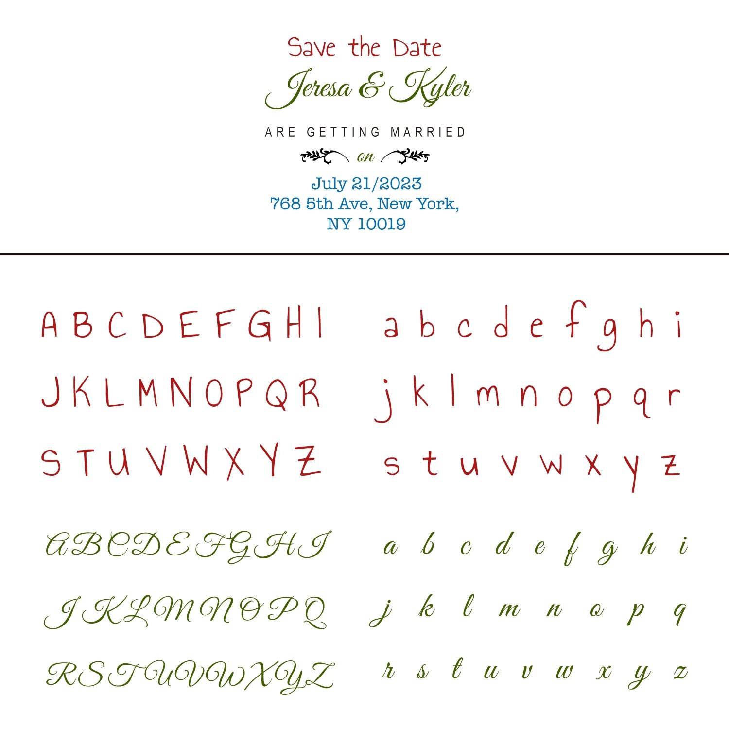 Custom Pure Text Print Font Wedding Save the Date Rubber Stamp 19-1