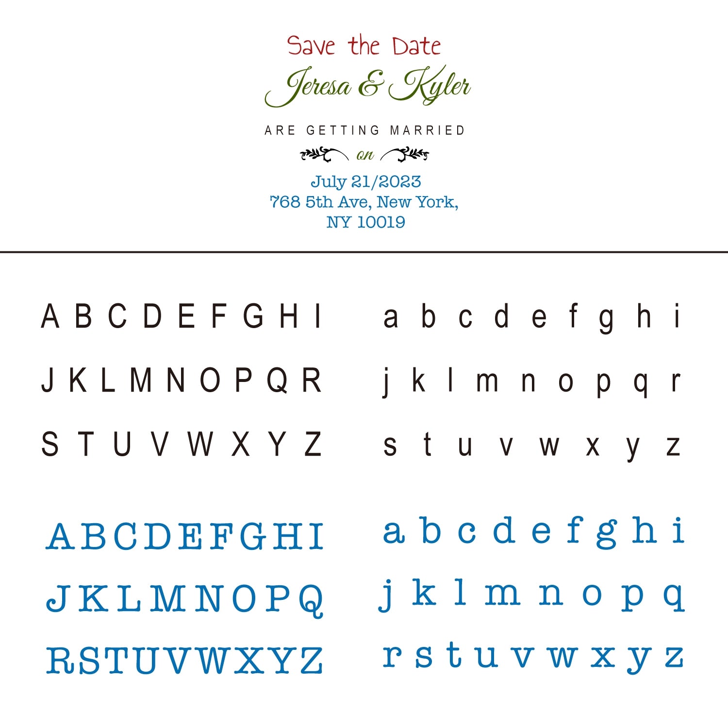 Custom Pure Text Print Font Wedding Save the Date Rubber Stamp 19-2