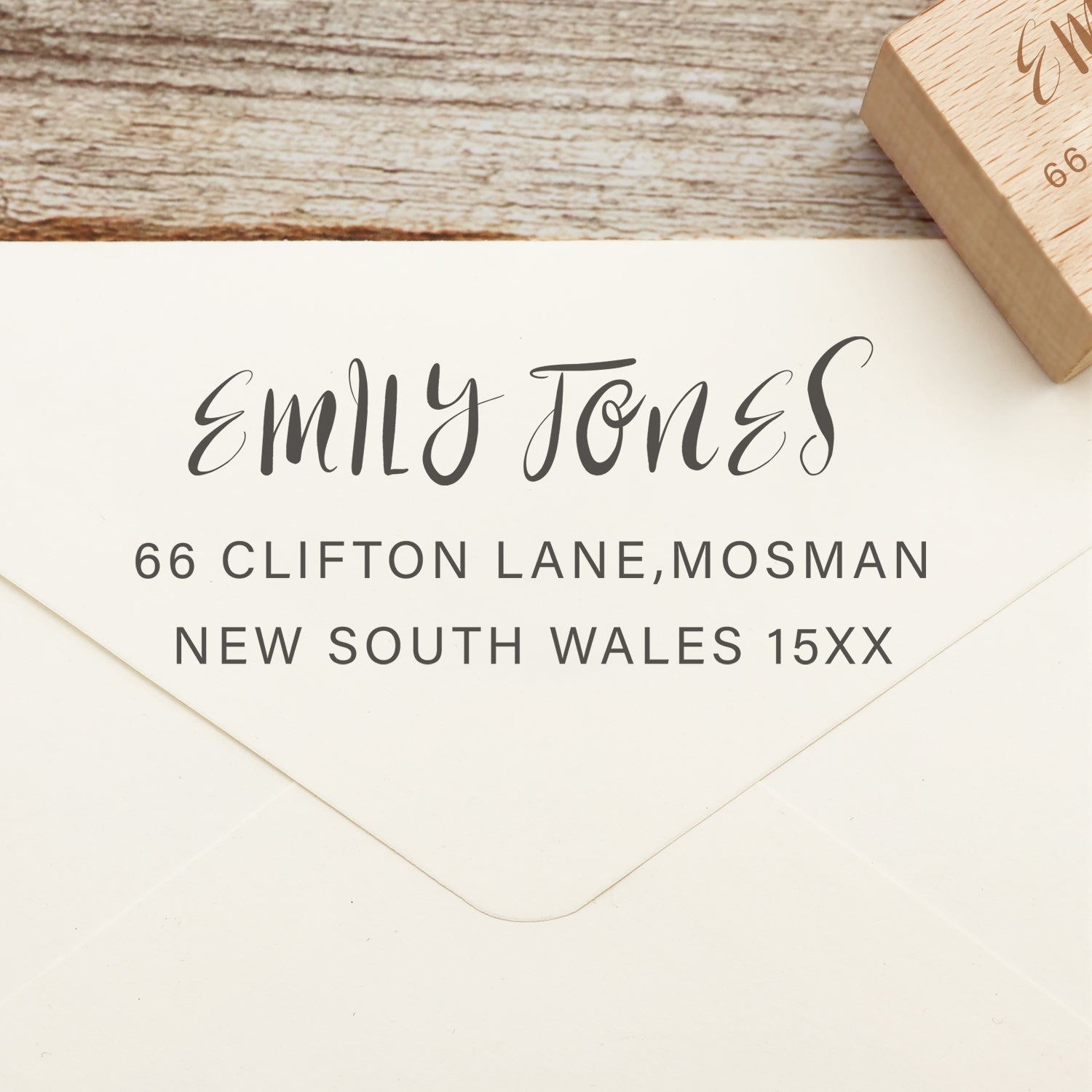 Custom Rectangular Handwriting Font Address Return Rubber Stamp - Style 12 1