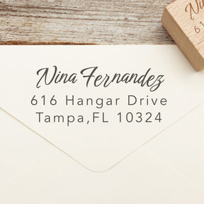 Custom Rectangular Handwriting Font Address Return Rubber Stamp - Style 16 1