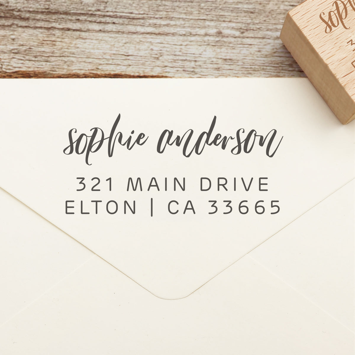 Custom Rectangular Handwriting Font Address Return Rubber Stamp - Style 24 1