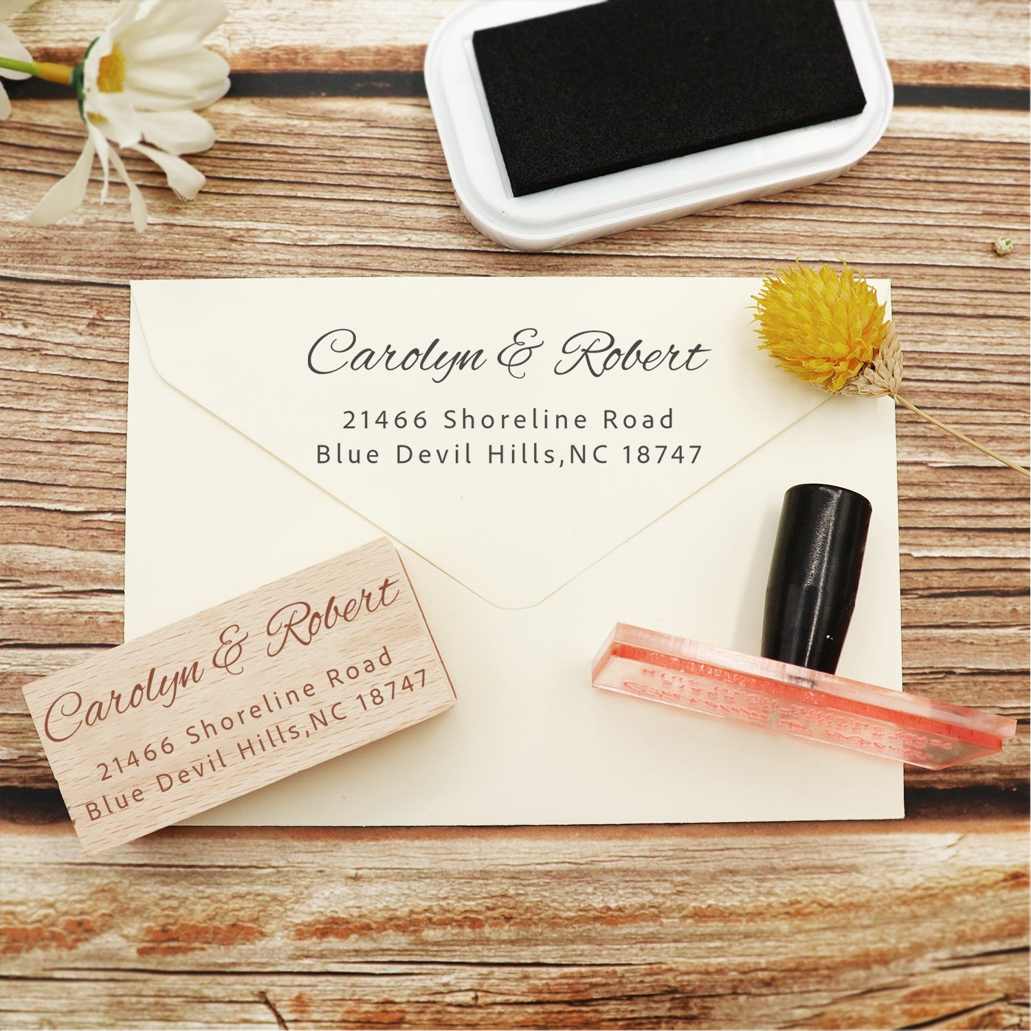 Custom Rectangular Handwriting Font Address Return Rubber Stamp - Style 5 2