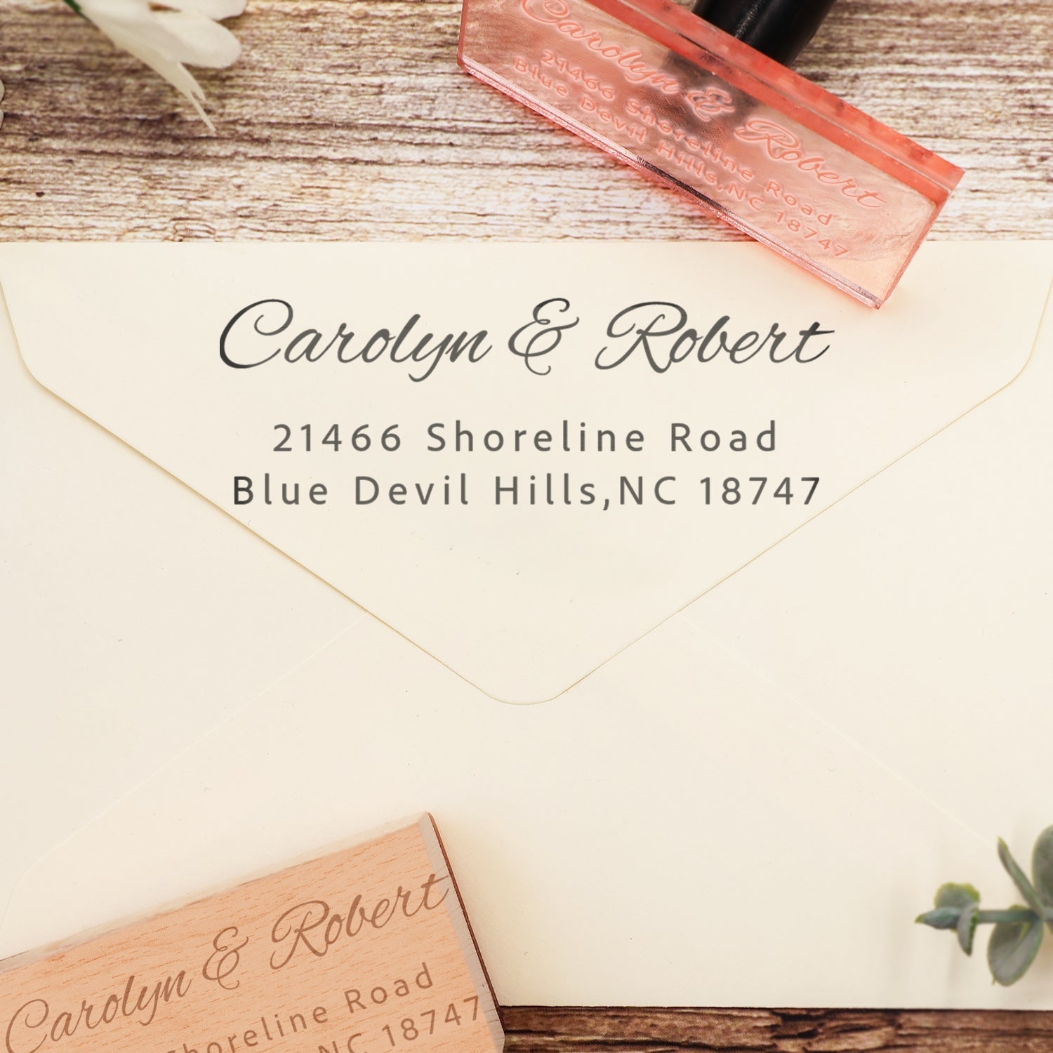 Custom Rectangular Handwriting Font Address Return Rubber Stamp - Style 5 4