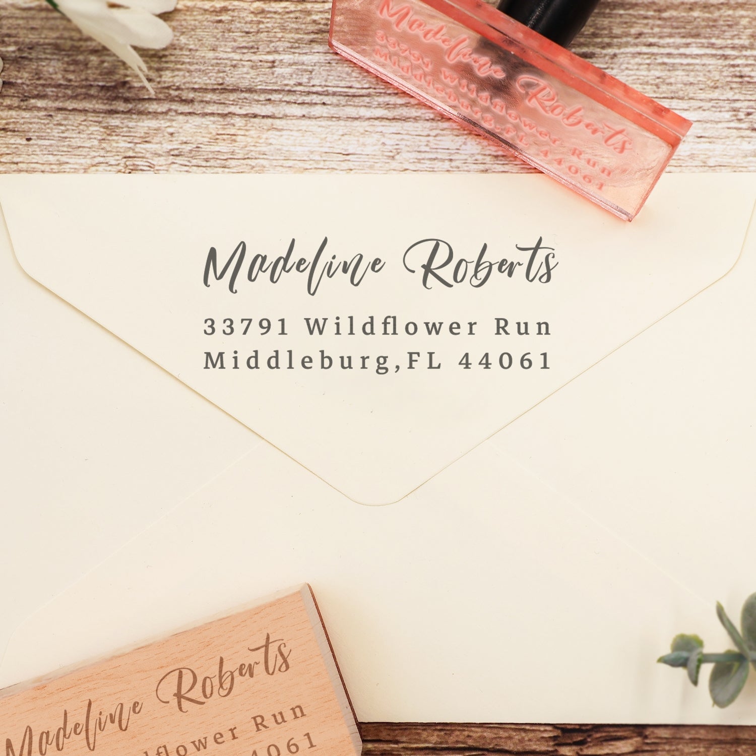 Custom Rectangular Handwriting Font Address Return Rubber Stamp (27 Designs)-4