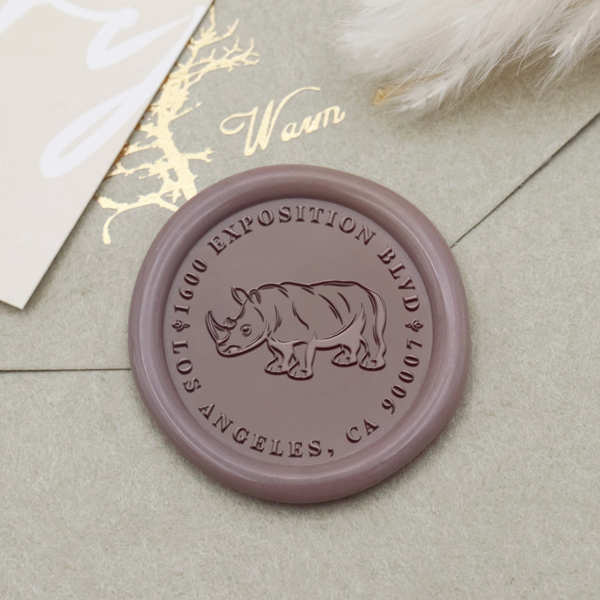Custom Rhino Address Wax Seal Stamp 1