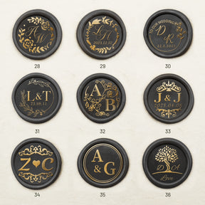 Custom Wedding Monogram Self-Adhesive Wax Seal Stickers (36 Designs) 28-36