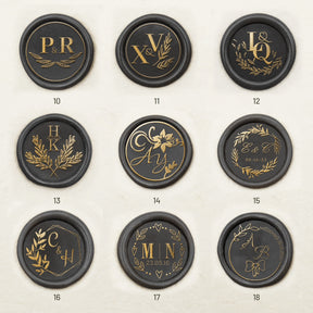 Custom Wedding Monogram Wax Seal Stamp (36 Designs) 10-18