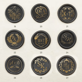 Custom Wedding Monogram Wax Seal Stamp (36 Designs) 19-27