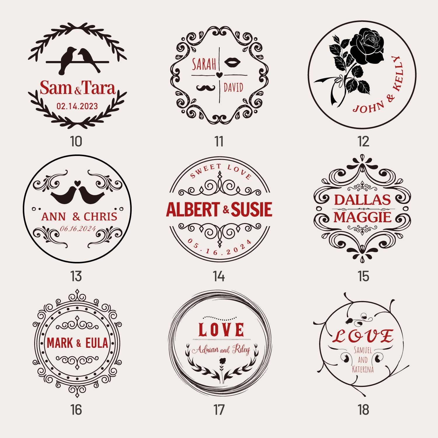 Custom Wedding Rubber Stamp (27 Designs)-6