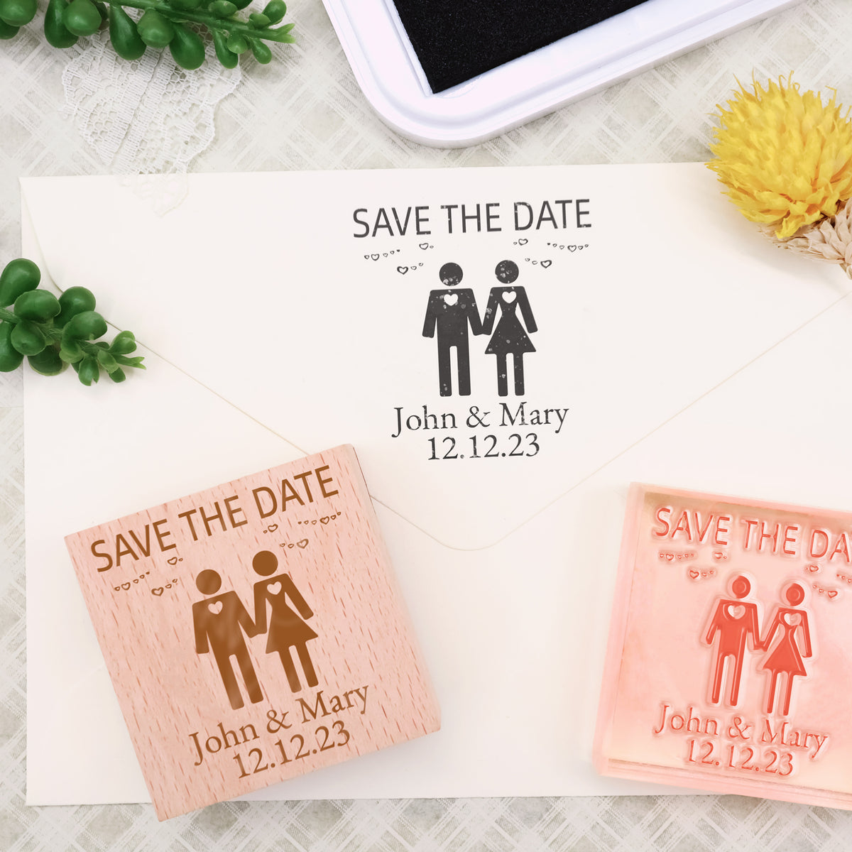 Custom Wedding Save the Date Rubber Stamp-10 1
