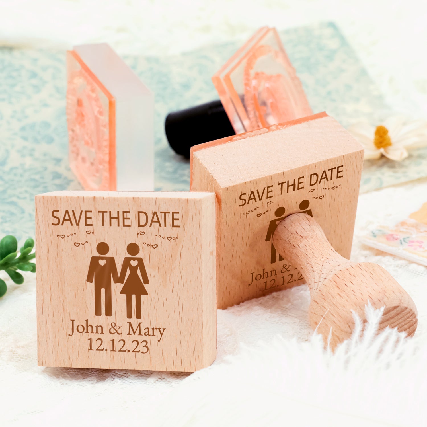 Custom Wedding Save the Date Rubber Stamp-10 3