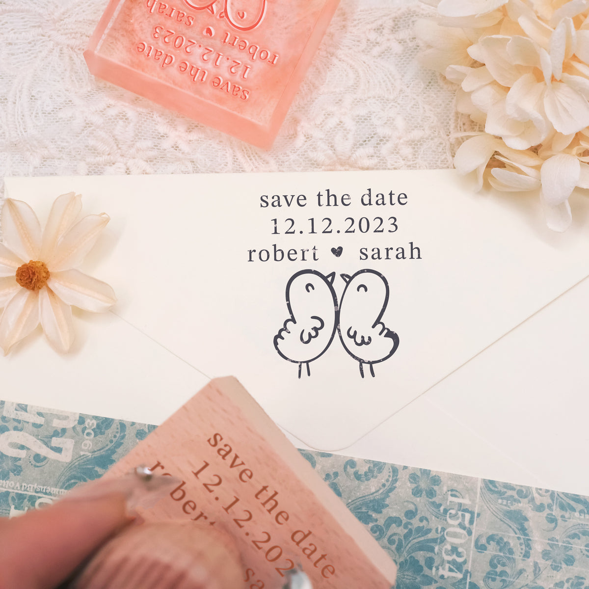 Custom Wedding Save the Date Rubber Stamp-12 3