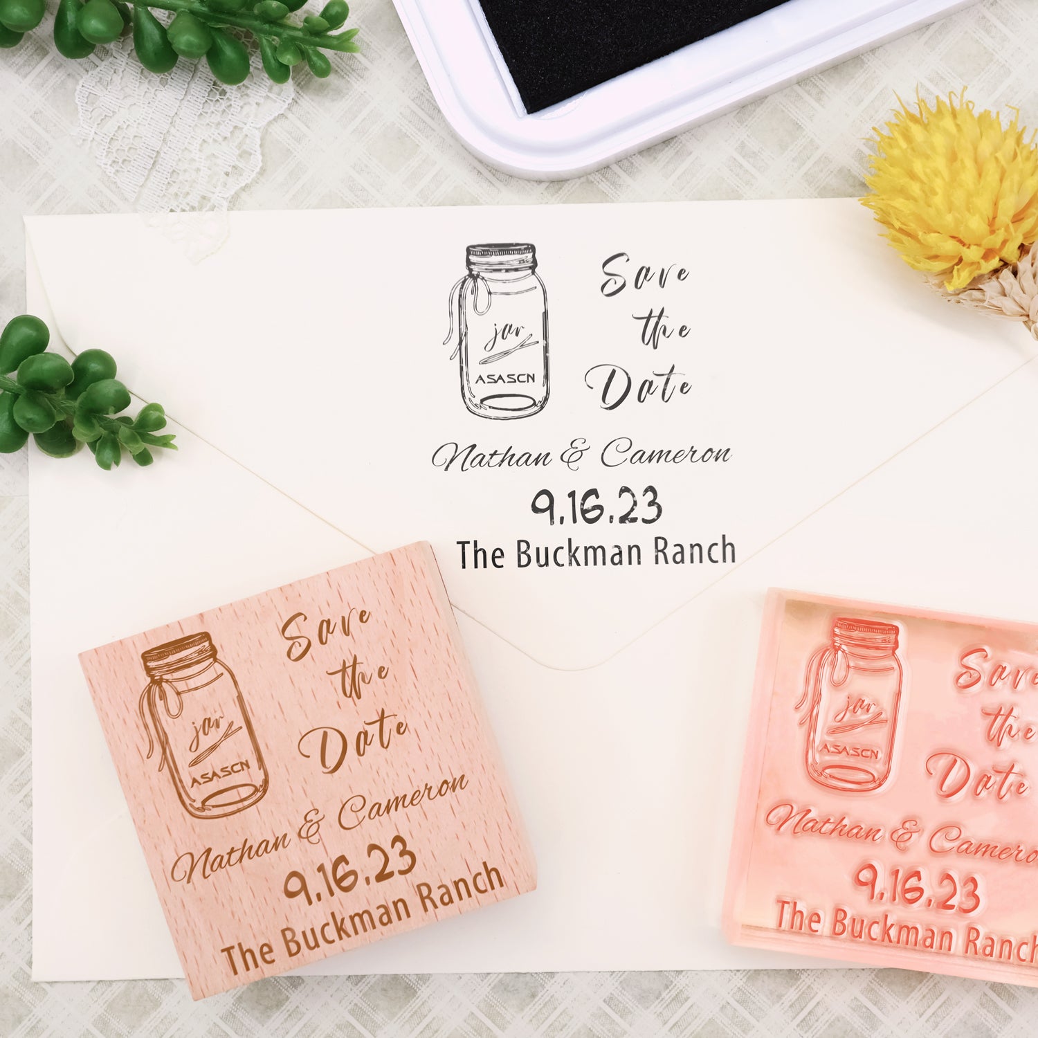 Custom Wedding Save the Date Rubber Stamp-14 1